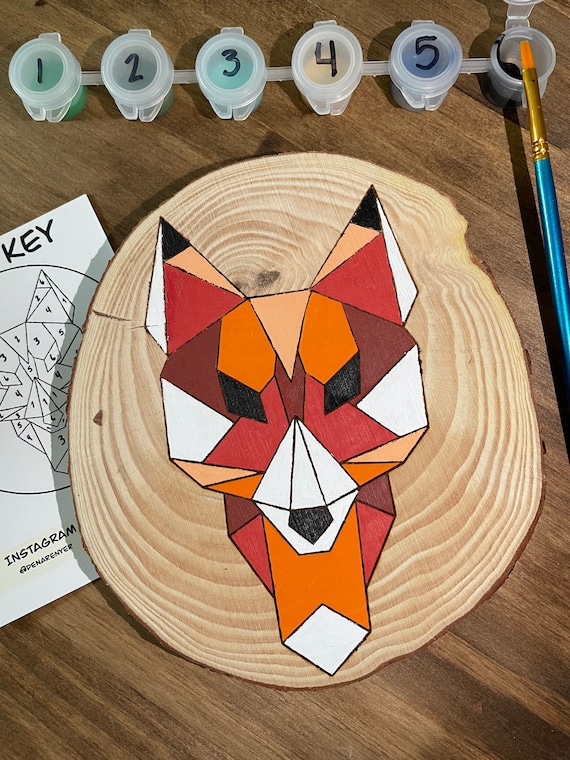 Paint By Number Wood Round Wall Hanging Kit Etsy