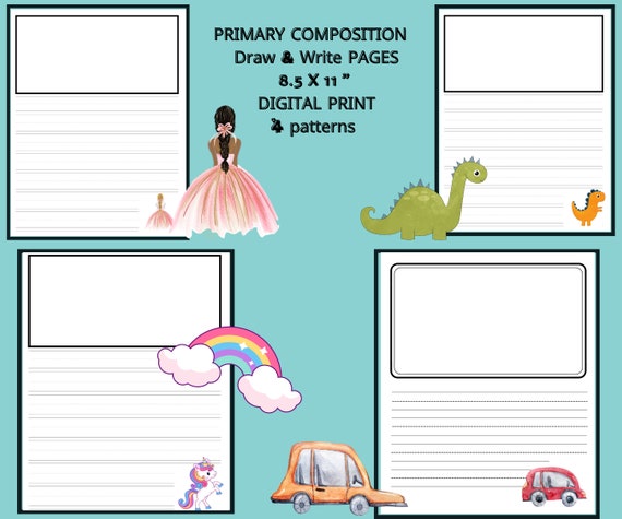 Draw and Write Journal pages / Instant download / Primary | Etsy