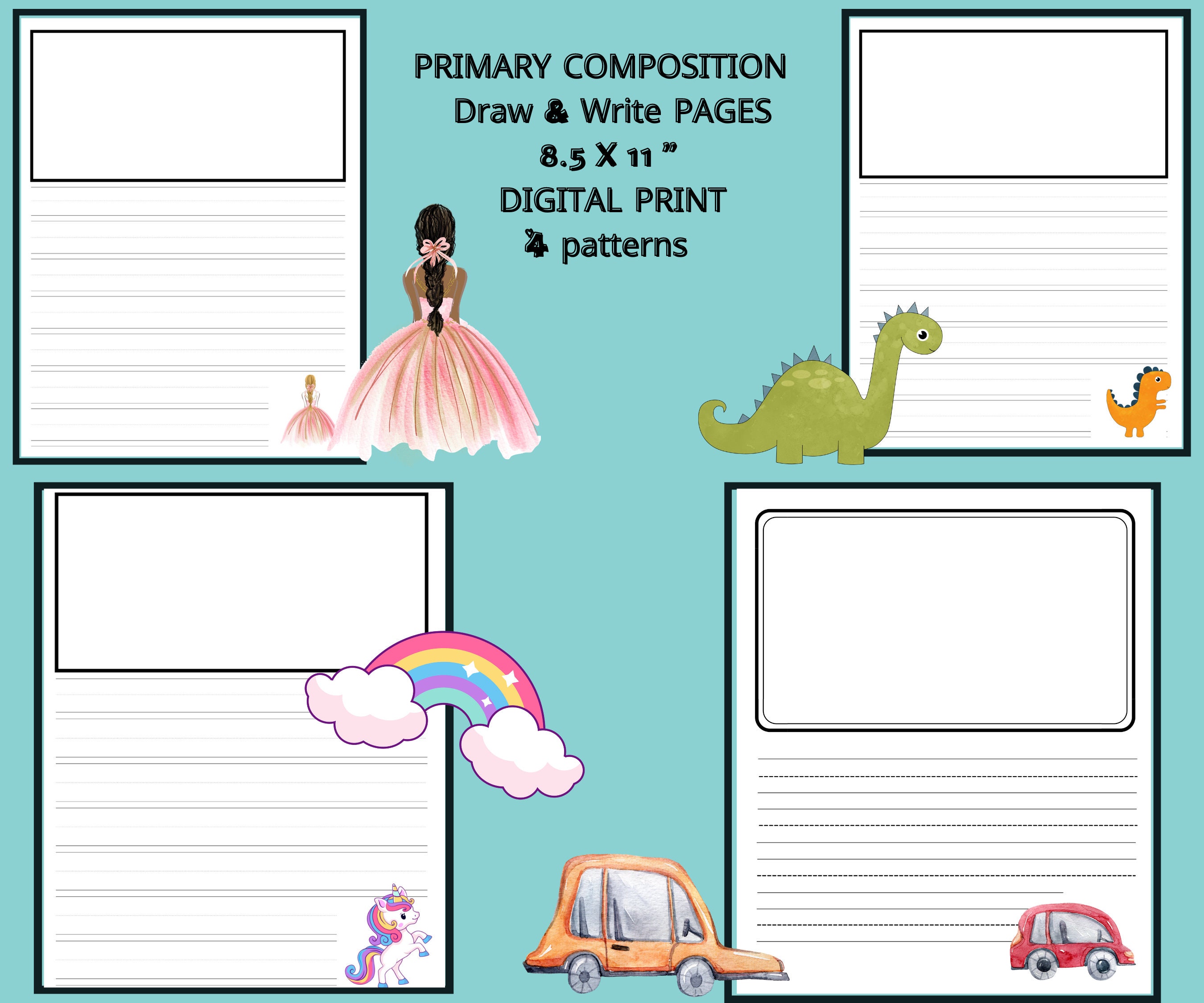 Draw and Write Journal pages / Instant download / Primary | Etsy