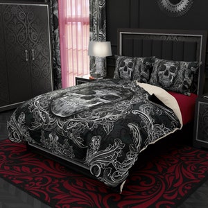 Gothic Skull Bedding Set Duvet Cover Or Comforter Twin Etsy