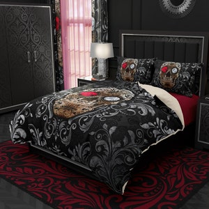 Gothic Skull Bedding Set Duvet Cover Or Comforter Twin Etsy