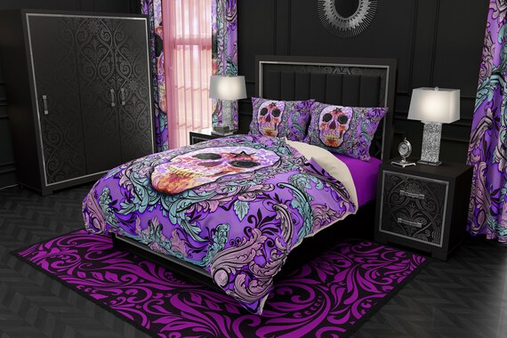 Pastel Goth Skull Bedding Set Duvet Cover Twin Queen And King Size Sham Pillows