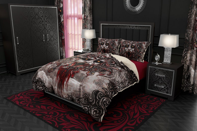 Gothic Screaming Medusa Bedding Set Duvet Cover or ...
