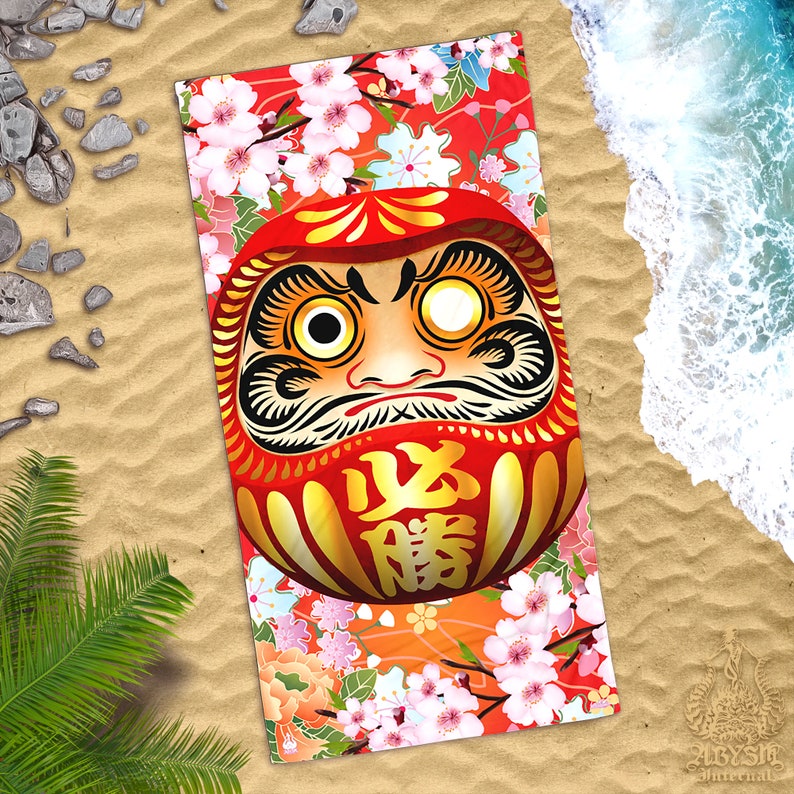 Traditional Japanese Daruma Beach Towel Japan Gift Japanese Etsy
