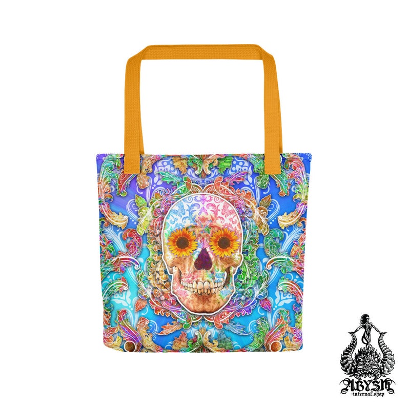 Sugar Skull Tote Bag Artsy Beach Bag Funky Shoulder Bag