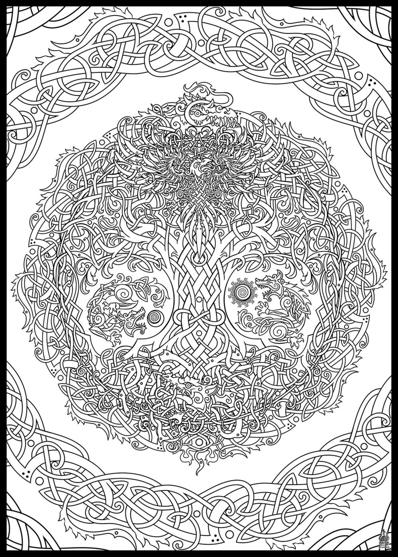 Yggdrasil Printable Adult Coloring Page Viking Tree of Life & Etsy