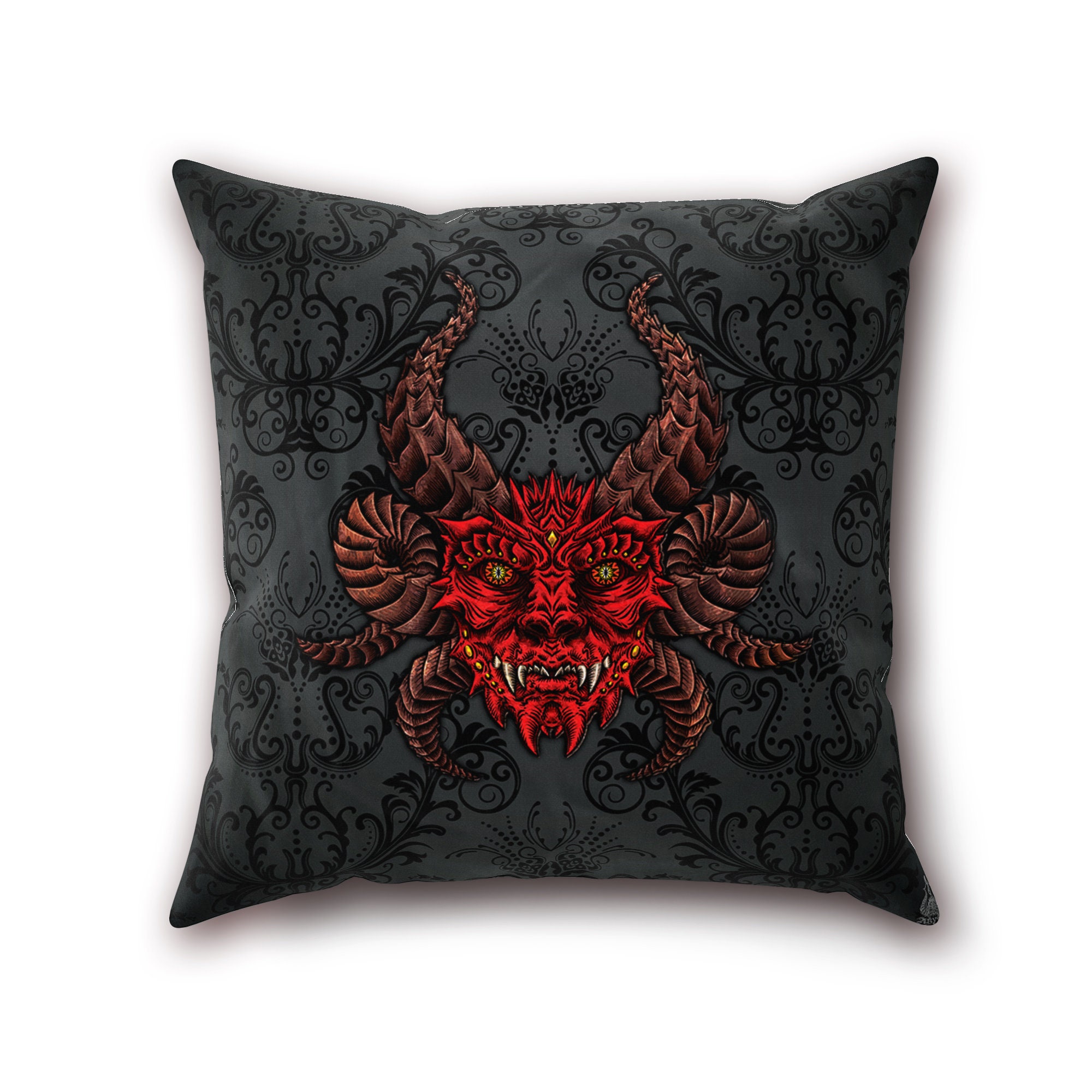 Devil Throw Pillow Demon Cushion Case Fantasy Decor Dark Etsy
