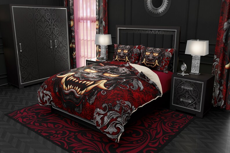 Gothic Oni Bedding Set Duvet Cover Or Comforter Twin Queen Etsy