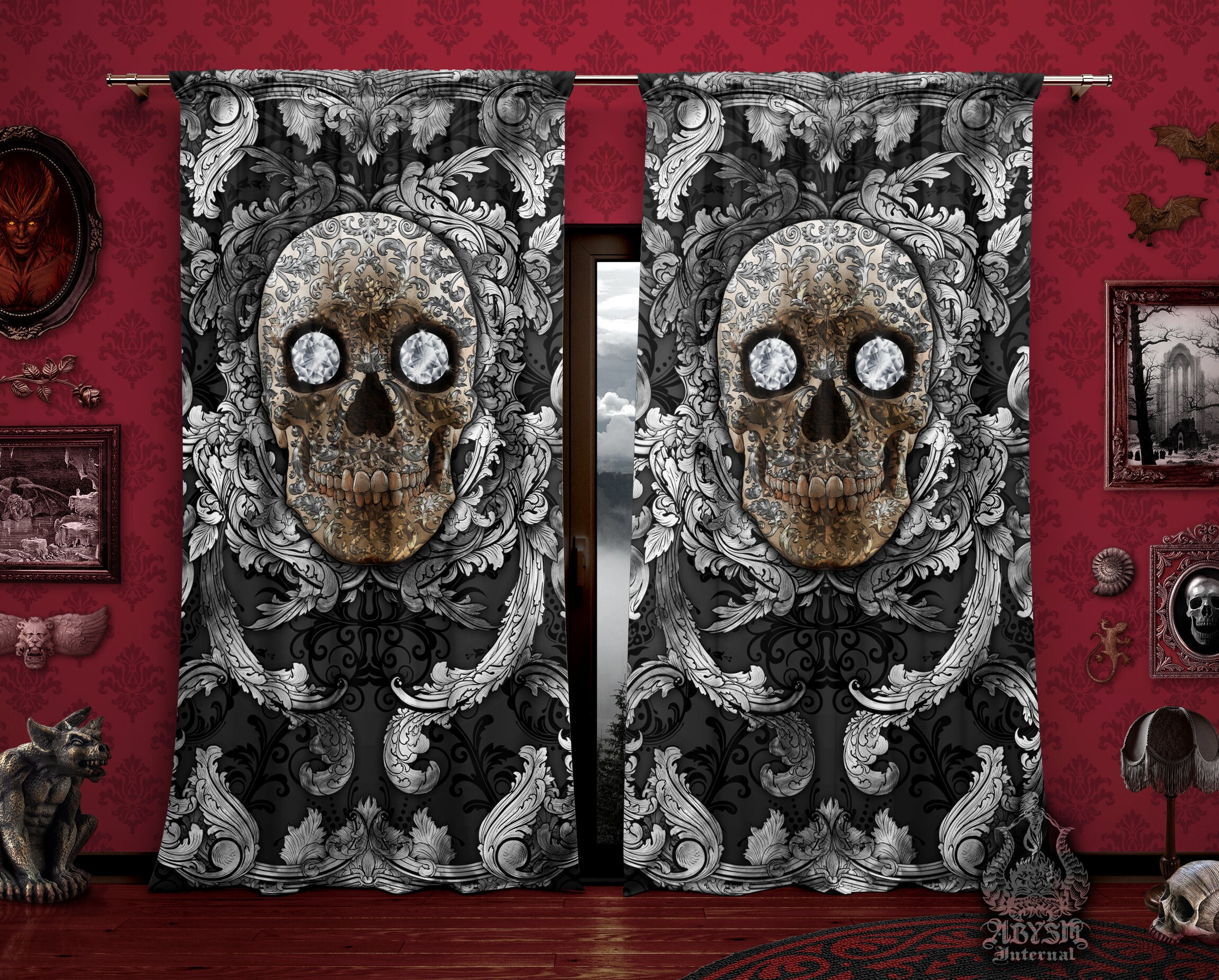 skull living room curtains