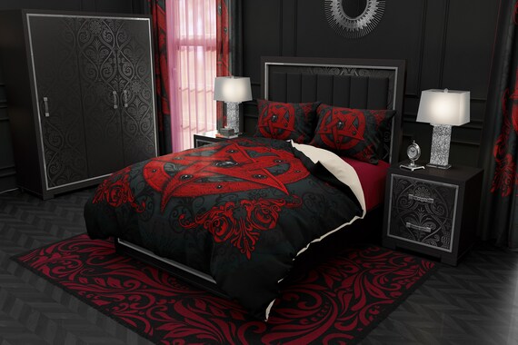 Red Pentagram Bedding Set Duvet Cover Or Comforter Twin Etsy