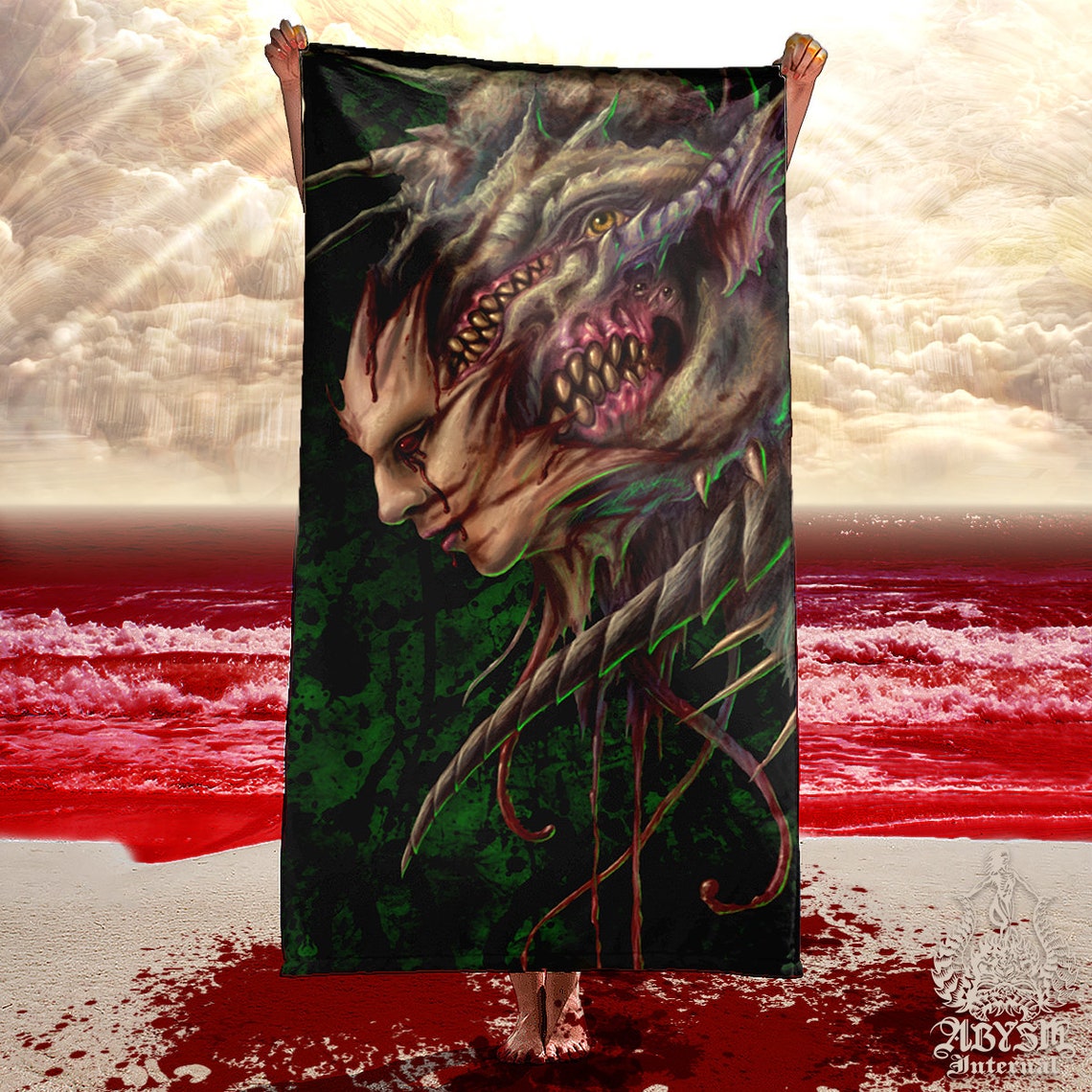 Monster Beach Towel Dark Fantasy Picnic Blanket Seaside | Etsy