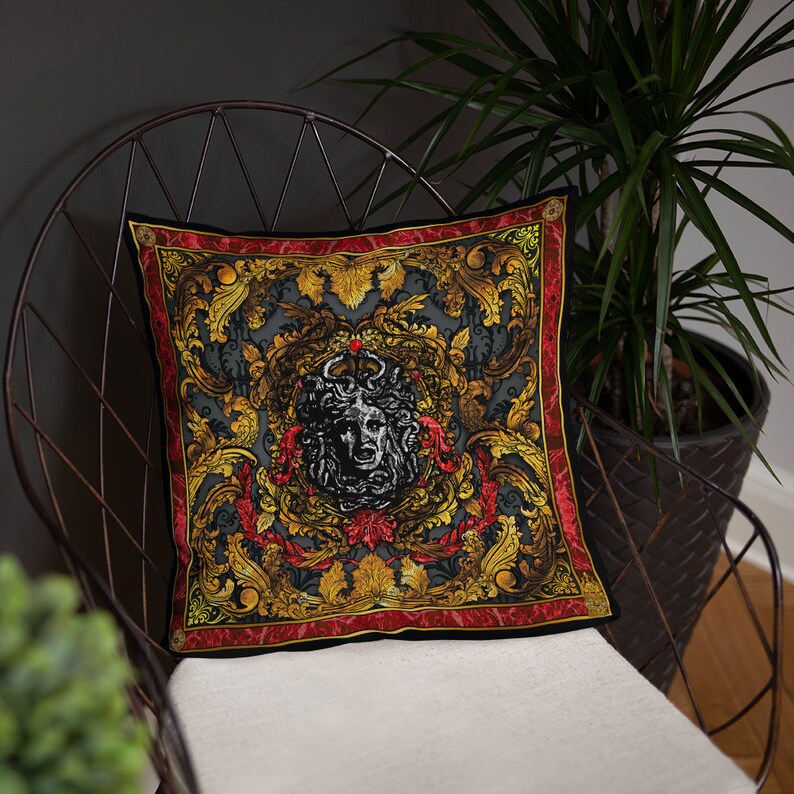Baroque Medusa Throw Pillow Etsy