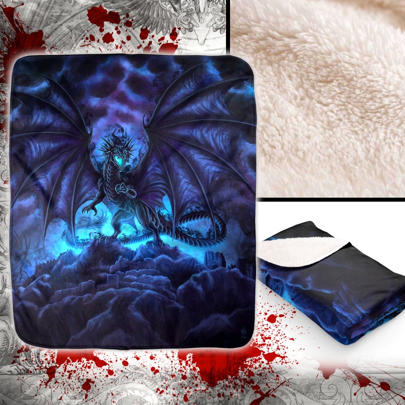 Dragon Blanket Sherpa Fleece Throw Blanket DnD Gaming Room Etsy