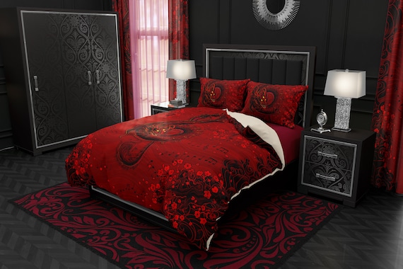 Goth Bedding Set Duvet Cover Or Comforter Twin Queen King Etsy
