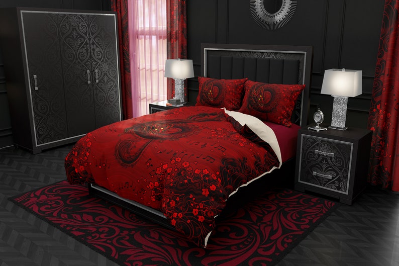 Demon Treble Clef Dragon Bedding Set Duvet Cover Or Demon Treble Clef Dragon Bedding Set, Dragon Bedding Sets Queen