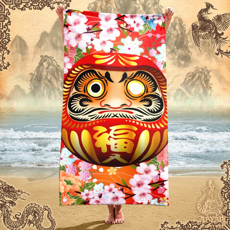 Traditional Japanese Daruma Beach Towel Japan Gift Japanese Etsy