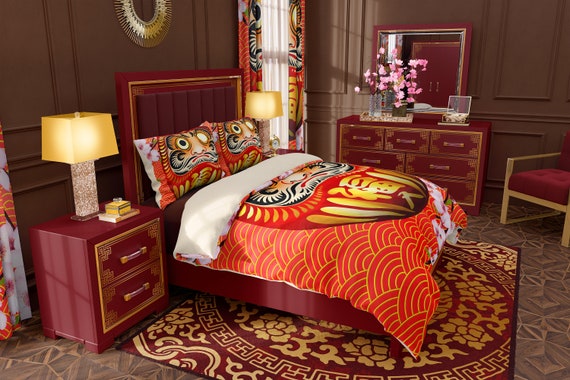 Japanese Daruma Bedding Set Duvet Cover Or Comforter Twin Etsy