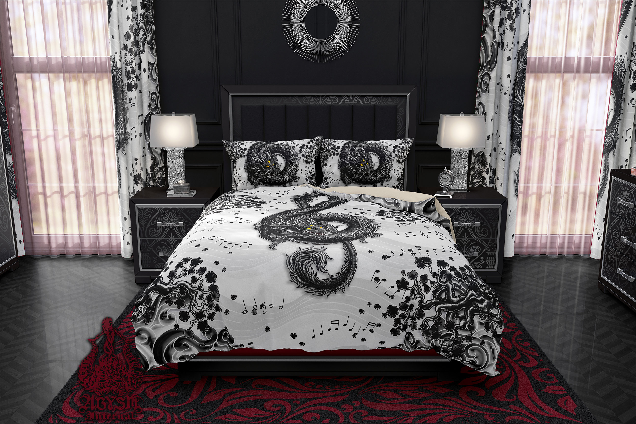 Goth Dragon Bedding Set Duvet Cover Comforter or Pillow Etsy