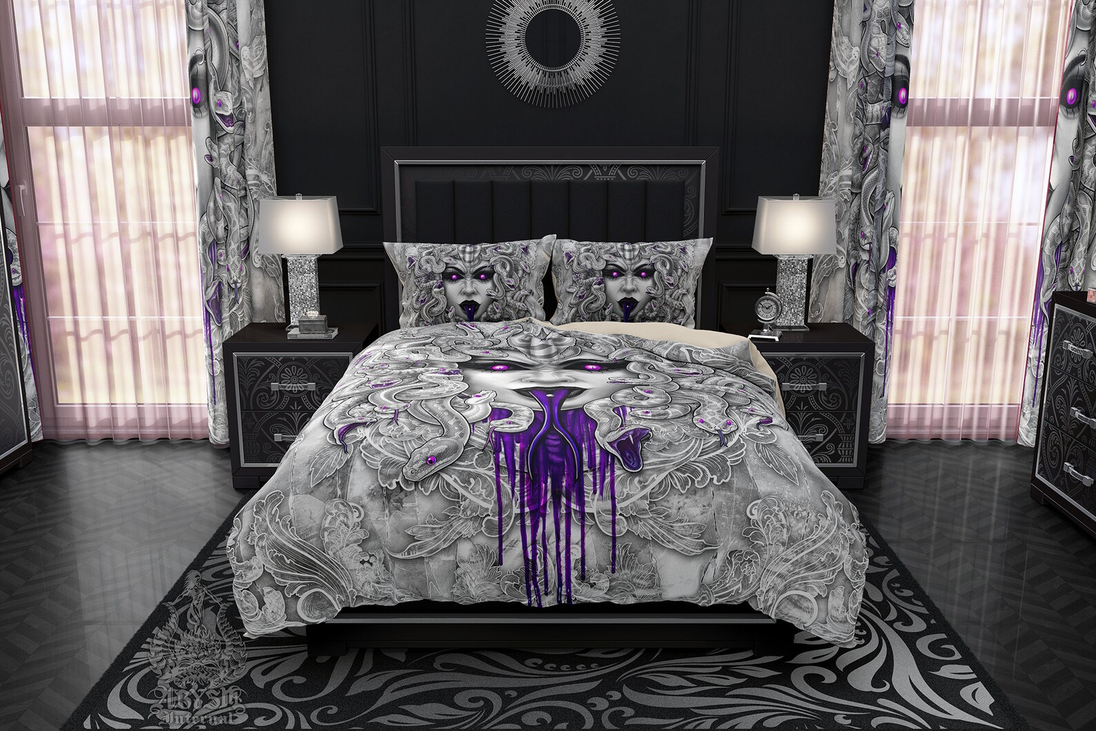 White Goth Bedding Set Duvet Cover or Comforter Twin Queen Etsy