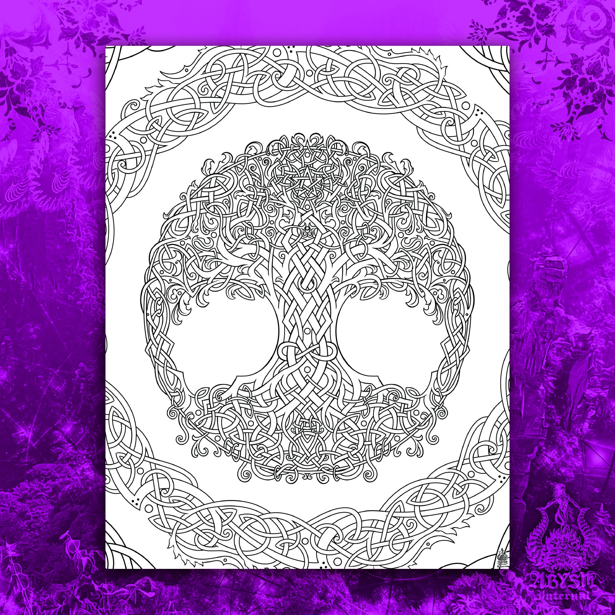 Tree of Life Printable Adult Coloring Page Pentacle & Celtic Etsy