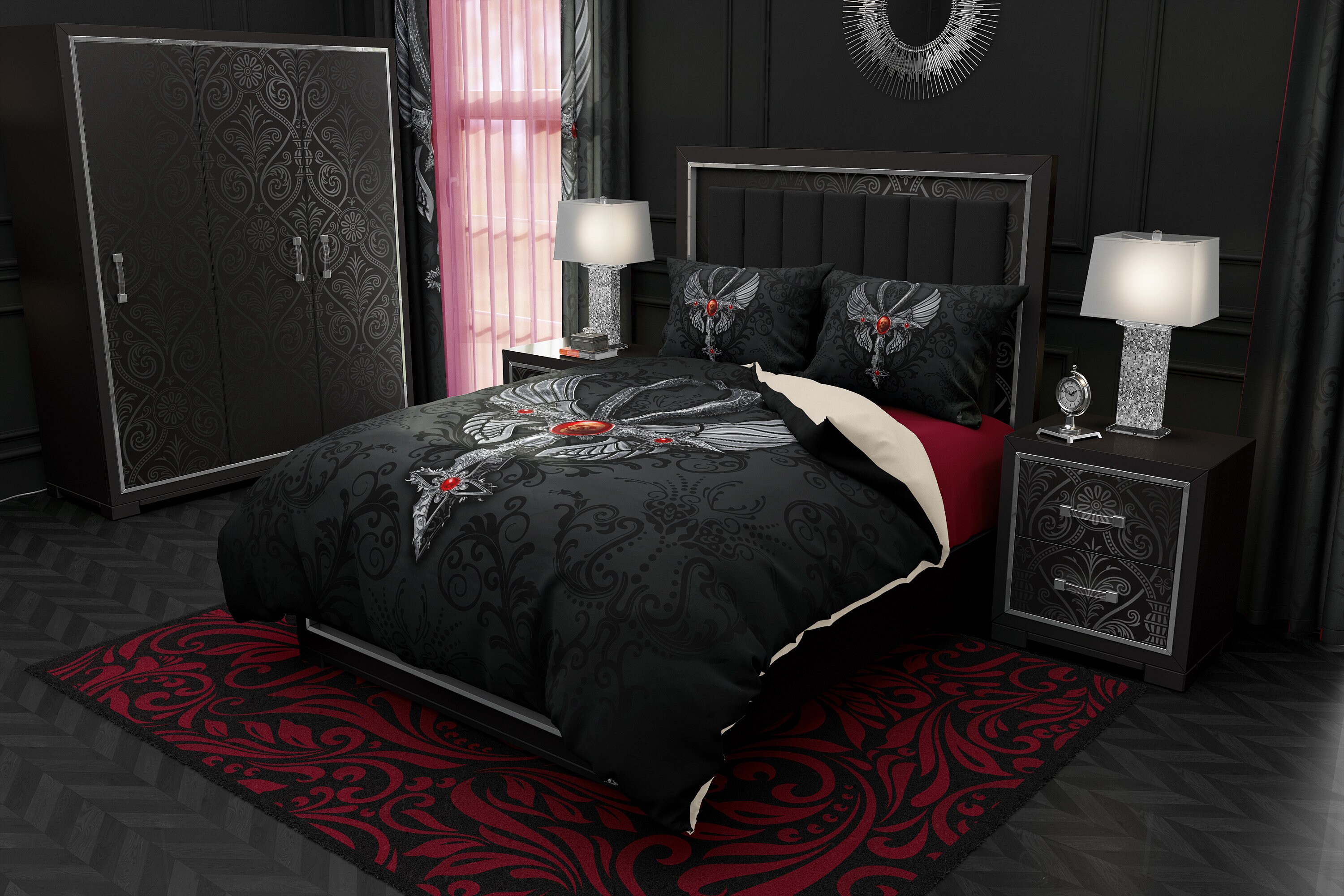 Goth Bedding Set Duvet Cover or Comforter Twin Queen King Etsy