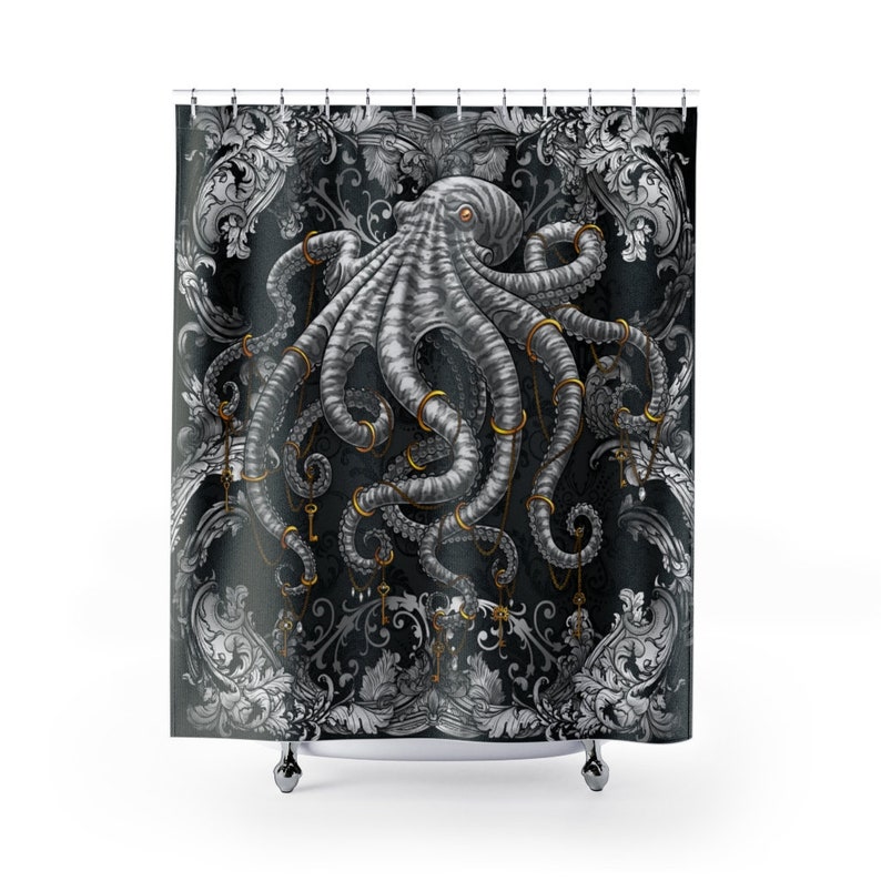 Cortina de ducha de pulpo decoración de baño decoración | Etsy