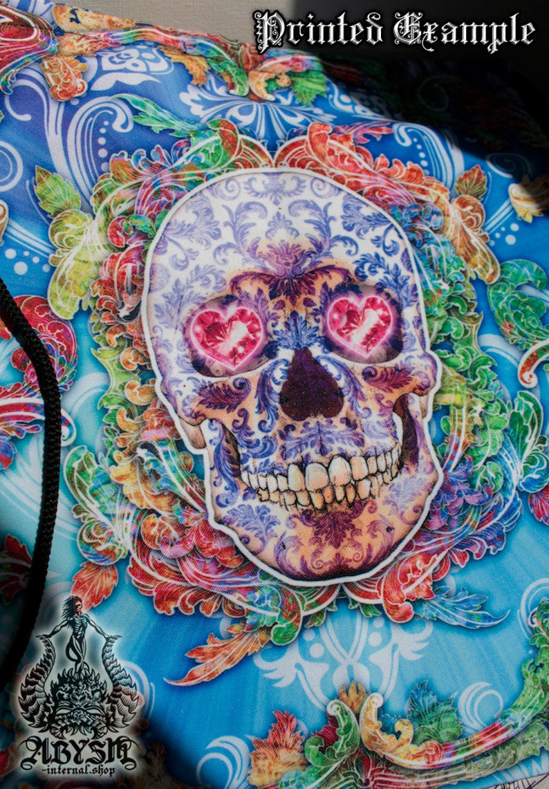 Yami Kawaii Psychedelic Skull Drawstring Backpack Menhera Kei Bag Vaporwave Style