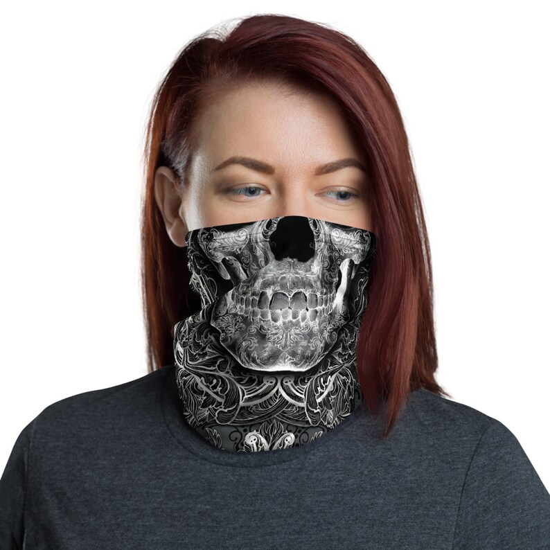 Skull Neck Gaiter Washable Face Mask Macabre Snood Gothic Etsy