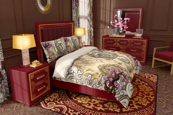 Chinese Painting Music Dragon Bedding Set Duvet Cover Or Etsy