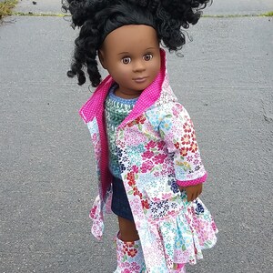Floral Slicker and Puddlers made to fit like 18&quot; dolls and similar