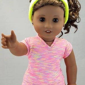 Three-Piece Pink Tennis outfit,  made to fit like American Girl dolls an similar.