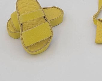 Yellow Leather Sandals an Purse, made to fit 13-14" dolls, such as Corolle, Hearts4Hearts