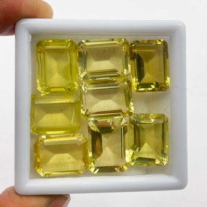 8 Pierres Précieuses Citrine Quartz Citron, Taille Ovale 13x16,5 Mm, 64,5 Carats, Naturelles