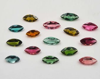 Natuurlijke multi-toermalijn marquise geslepen losse edelsteen veel 61 stuks 2*4-3*6 mm 10 CT, toermalijn in meerdere kleuren voor het maken van sieraden