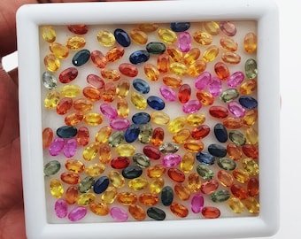Naturlig flerfaldig safir oval slipad lös ädelsten, lot 3 st 10 st 3*5 MM ~ Flerfaldig safir ädelsten ~ Flerfaldig safir oval slipad lös ädelsten