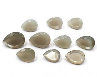 Natural Grey Moonstone Pear Cut Loose Gemstone Lot 10 Pcs 13*18-16*22 MM 100 CT