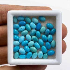 Sleeping Beauty Turquoise Oval Cabochon Loose Gemstone Lot 24 Pcs 4*6 MM 10 CT, Arizona Turquoise Stone For Jewelry Making.