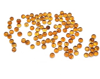 Lote de 50 piezas de citrino natural en cabujón redondo suelto de 4 mm y 14 quilates, piedra preciosa de citrino natural, citrino suelto en cabujón redondo.