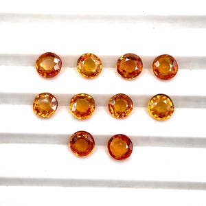 Natural Orange Sapphire Round Cut Loose Gemstone 2 Pcs 5 MM 1 CT, Orange Sapphire Gemstone, Orange Sapphire Gemstone For Jewelry Making