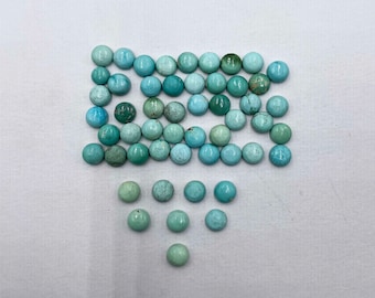Lote de pedra preciosa solta turquesa natural cabochão redondo 12 peças 6 mm 10 ct, cabochão turquesa, pedra preciosa turquesa para fazer joias