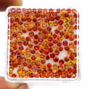 Natural Orange Sapphire Round Cut Loose Gemstone Lot 25 Pcs 2.50 mm 2 CT, Orange Sapphire Gemstone, Orange Sapphire Round Cut Gemstone