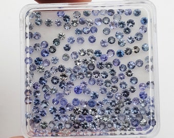 Lot de 150 pierres précieuses en tanzanite naturelle coupées rondes en vrac 2 mm 6,20 carats ~ Pierres précieuses tanzanite naturelle en vrac ~ Pierres précieuses tanzanite en vrac taille ronde