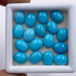 Sleeping Beauty Turquoise Oval Cabochon Loose Gemstone Lot 7 Pcs 7*9 MM 11 CT, Arizona Turquoise Stone For Jewelry Making.