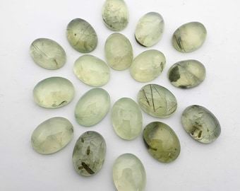 Natural Prehnite Cabochon Oval Cabs Loose Gemstone Lot ~ 10 Pcs 12*16 MM 114 CT ~ Prehnite Loose Stone Green Prehnite Flat back Stone