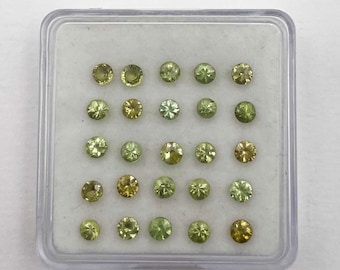 Natural Demantoid Garnet Round Cut Loose Gemstone Lot 9 Pcs 3 MM 1 CT, Green Garnet Faceted Gemstone, Garnet Stone For Making Jewelry