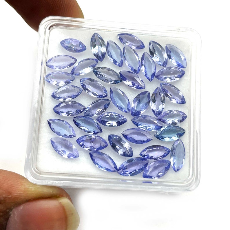 Naturlig Tanzanit Marquise-slipad Lös Ädelsten 12 st 3,5 x 7 mm 3 CT Blå Tanzanit Ädelsten För Smyckeskonst, Tanzanitslipad Ädelsten bild 4