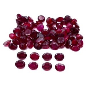 Natural Ruby Oval Cut Loose Gemstone Lot 5 Pcs 4*5 MM 2 CT, Red Ruby Gemstone, Ruby Faceted Gemstone For Jewelry Making