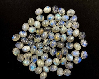 Natural Rainbow Moonstone Oval Cabochon Loose Gemstone Lot 33 Pcs 8*10 MM 100 CT, Rainbow Moonstone Gemstone, Oval Cabochon Stone