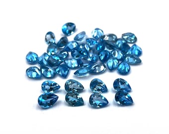 Natural Swiss Blue Topaz Pear Cut Loose Gemstone Lot 7 Pcs 5*7 MM 5 CT, Swiss Blue Topaz Gemstone, Blue Topaz Stone For Jewelry Making