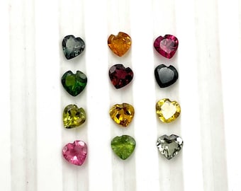 Natural Multi Tourmaline Heart Cut Loose Gemstone Lot 32 Pcs 4.50 MM 10 CT, Tourmaline Cut Stone, Multi Tourmaline Stone For Jewelry Making